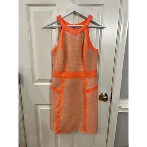 Milly of New York Orange & Tan Tweed Halter Style Dress sz 4 EUC